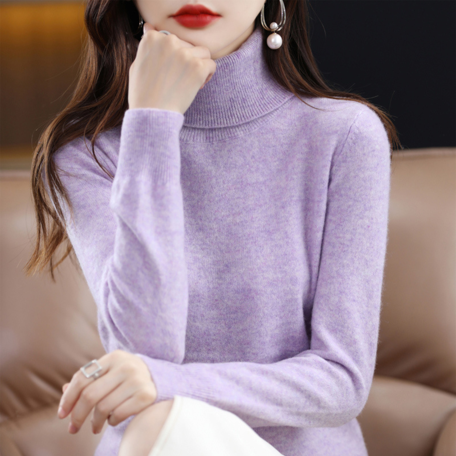 Isabelle Women's Cashmere Roll Neck Jumper – 100% Cashmere Luxury Knit Sweater