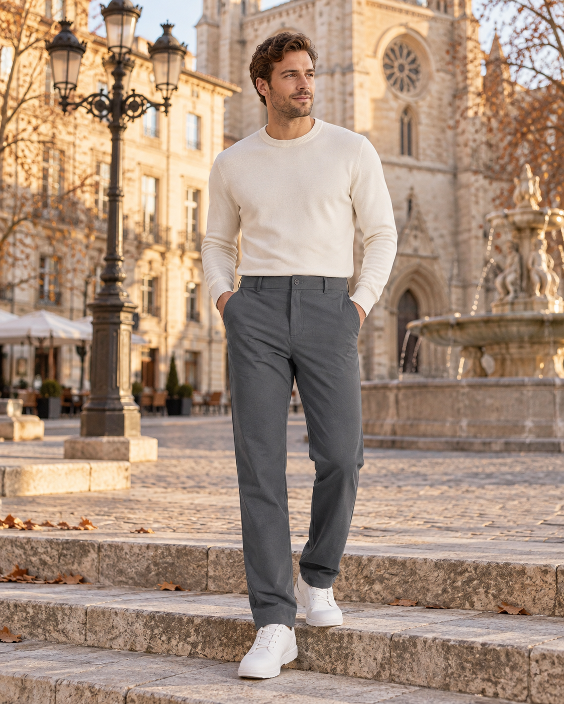 Cedric Men's Stretch Golf Pants – Quick-Dry Straight-Leg Work & Dress Trousers