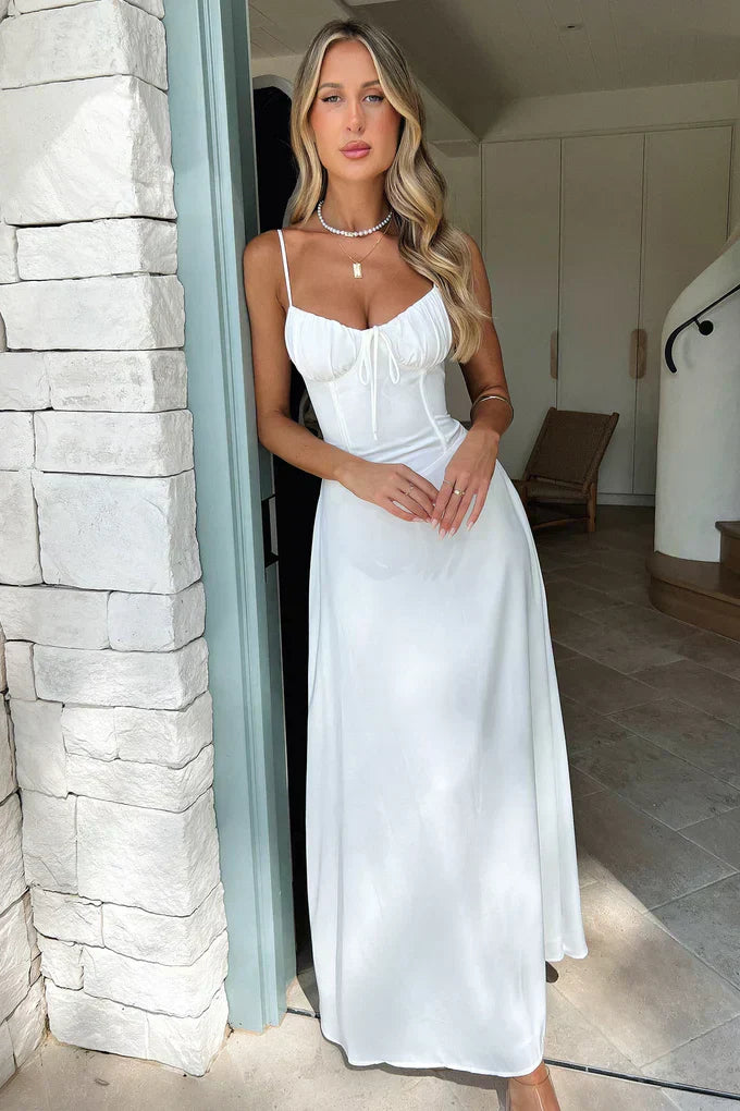 Beatrice Women's Lace Maxi Dress – Backless A-Line Elegant Occasion Dress