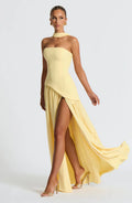 Celestine Women's Two-Tone Evening Dress – Strapless Bodice, High Split & Scarf