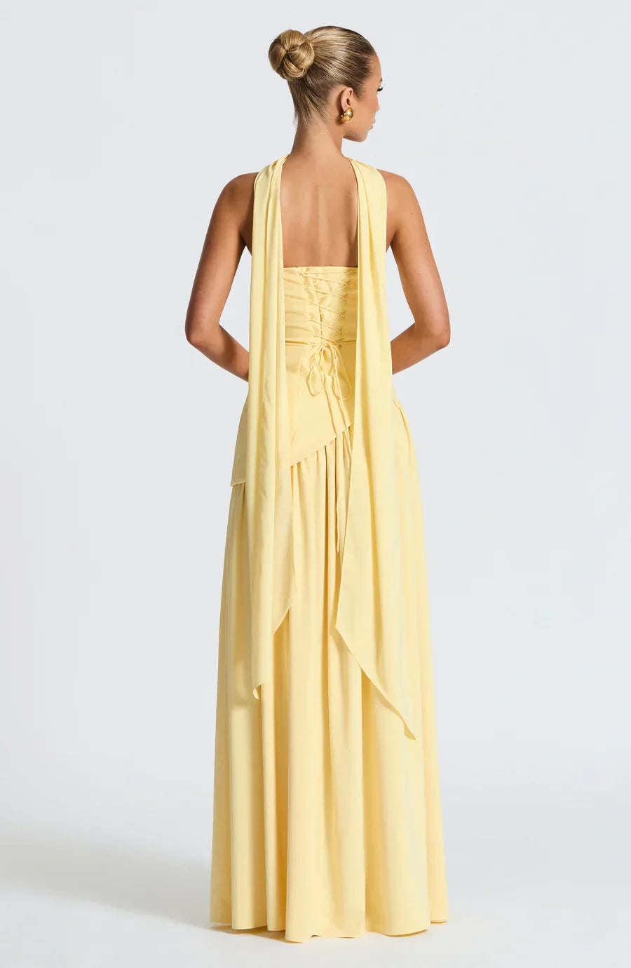 Celestine Women's Two-Tone Evening Dress – Strapless Bodice, High Split & Scarf