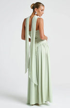 Celestine Women's Two-Tone Evening Dress – Strapless Bodice, High Split & Scarf