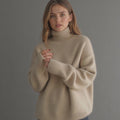 Anastasia Women's Cashmere Roll Neck Jumper – 100% Cashmere Oversized Knit Sweater