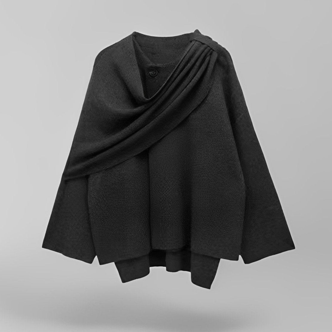 Colette Women's Wool Poncho – Asymmetric Warm Winter Cape Wrap