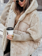 Louisa Women's Quilted Puffer Jacket – Knit Collar Winter Zip Coat