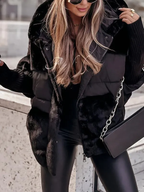 Louisa Women's Quilted Puffer Jacket – Knit Collar Winter Zip Coat