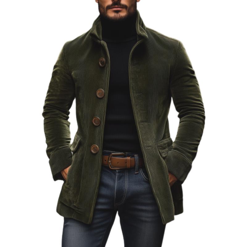 Harrison Men's Corduroy Coat – Slim Fit Stand Collar Smart Casual Jacket