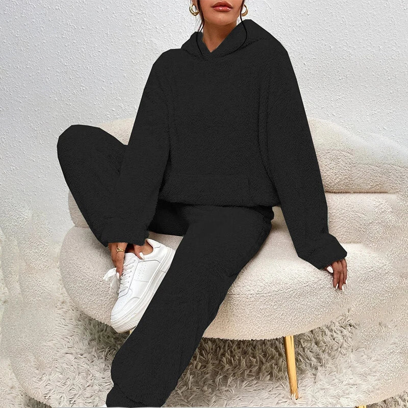 Madison Women's Fleece Lounge Set – Hooded Top & Relaxed Winter Pyjama Set