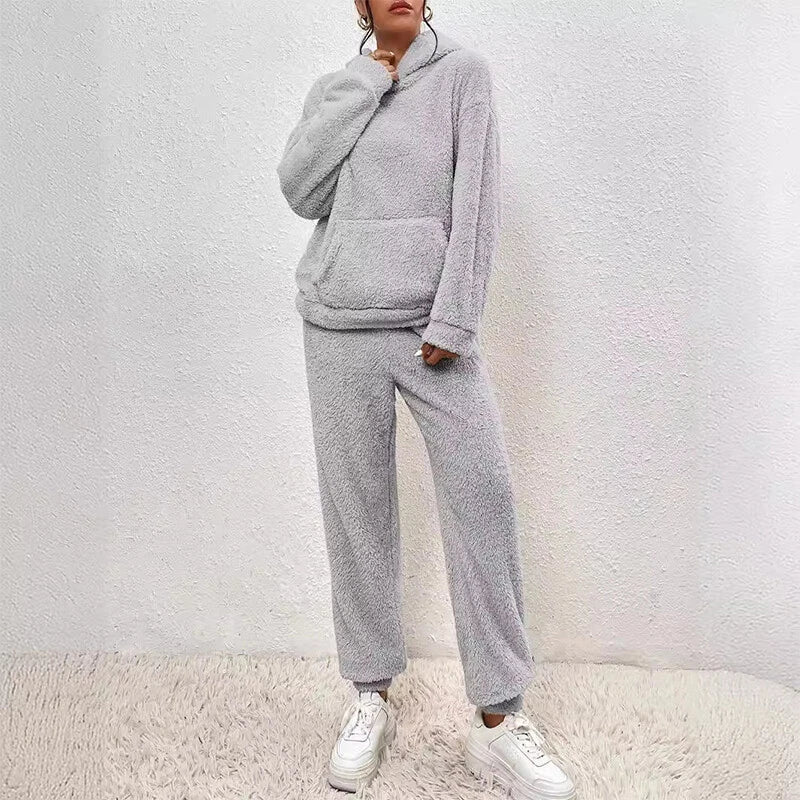 Madison Women's Fleece Lounge Set – Hooded Top & Relaxed Winter Pyjama Set