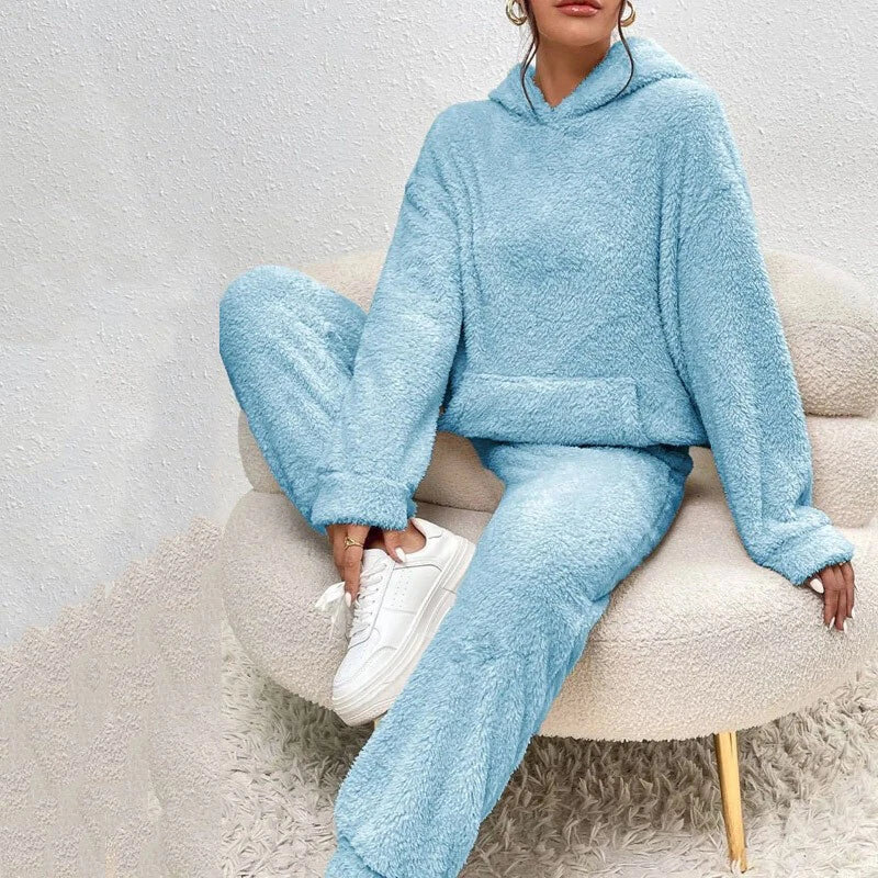 Madison Women's Fleece Lounge Set – Hooded Top & Relaxed Winter Pyjama Set