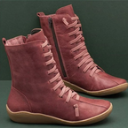 Rosa Women's Leather Boots – Handmade Zip Lace Up Comfort Ankle Boots