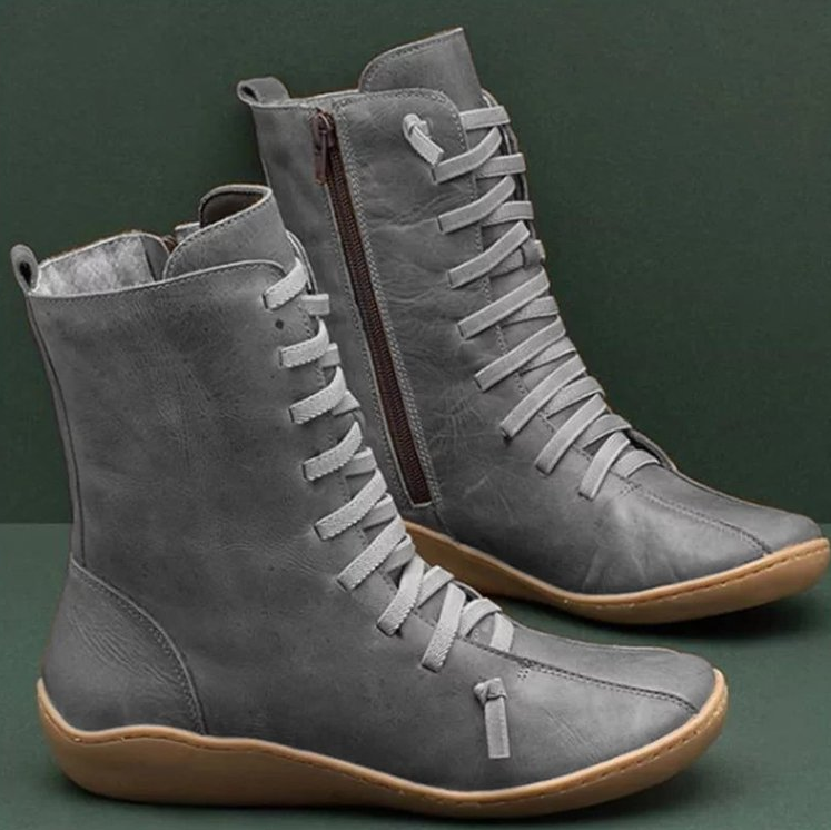 Rosa Women's Leather Boots – Handmade Zip Lace Up Comfort Ankle Boots