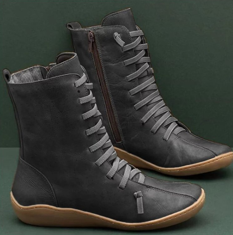 Rosa Women's Leather Boots – Handmade Zip Lace Up Comfort Ankle Boots