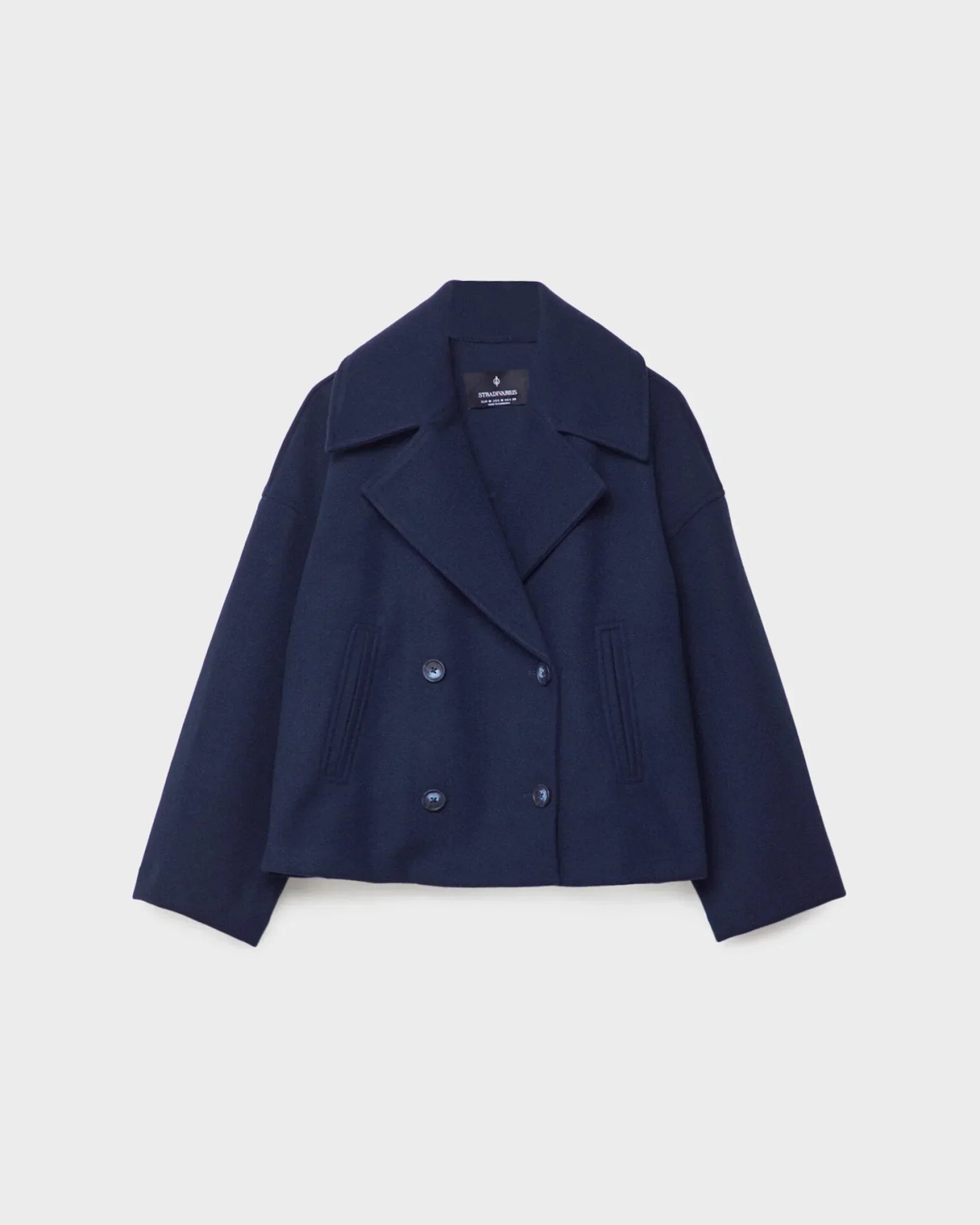 Maudy Women's Cropped Wool-Blend Jacket – Double-Breasted Fit & Wide Lapels