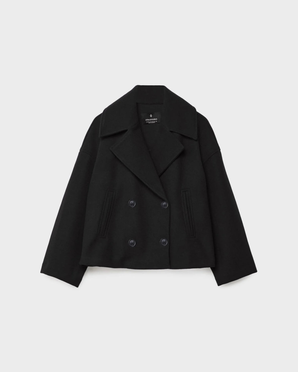 Maudy Women's Cropped Wool-Blend Jacket – Double-Breasted Fit & Wide Lapels