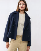 Maudy Women's Cropped Wool-Blend Jacket – Double-Breasted Fit & Wide Lapels