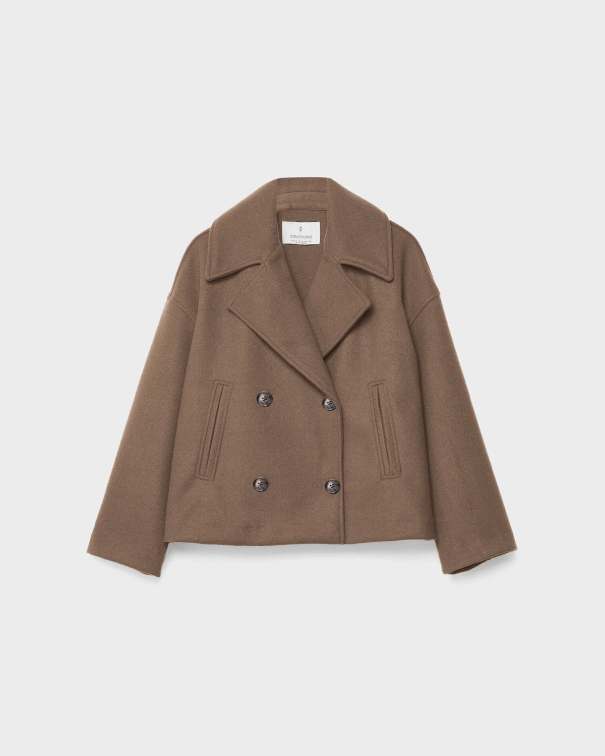 Maudy Women's Cropped Wool-Blend Jacket – Double-Breasted Fit & Wide Lapels