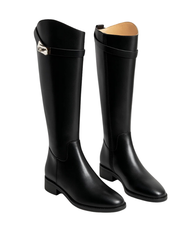 Imogen Women's Knee High Boots – Low Heel Side Zip Smart Casual Winter Boots