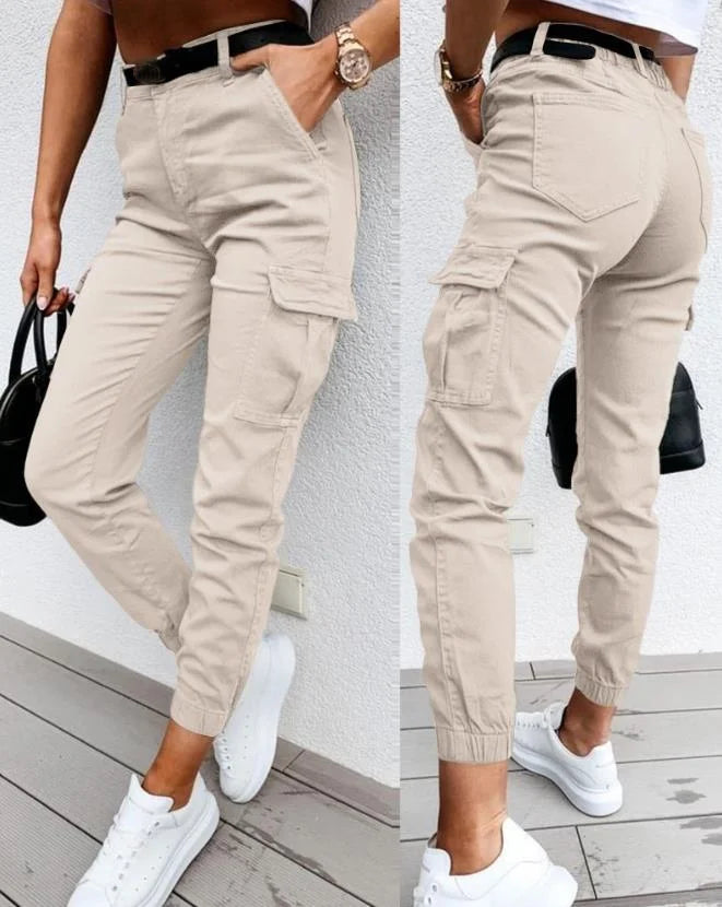 Mavic Women's Cargo Trousers – High Waist Utility Tapered Casual Pants