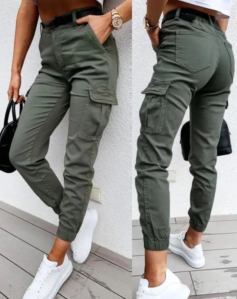 Mavic Women's Cargo Trousers – High Waist Utility Tapered Casual Pants