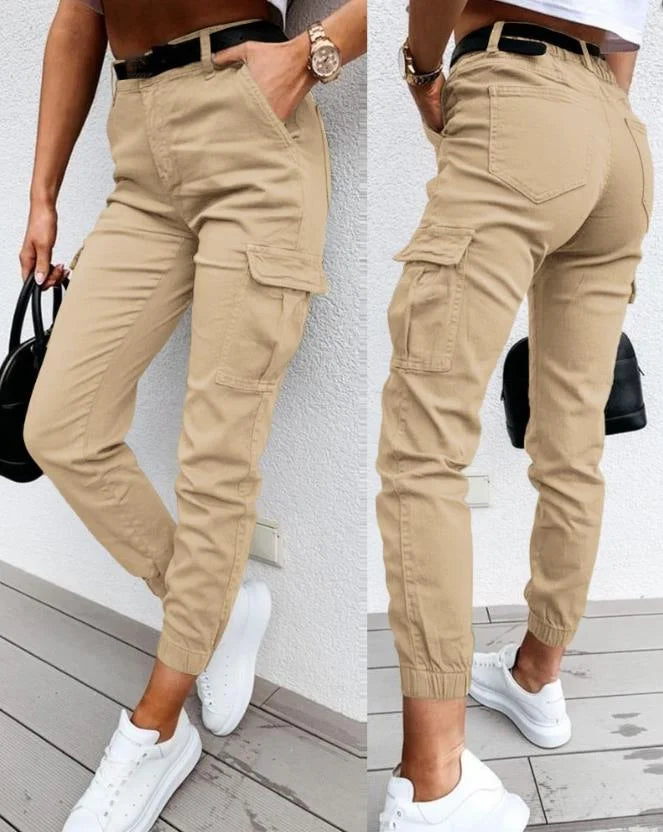 Mavic Women's Cargo Trousers – High Waist Utility Tapered Casual Pants