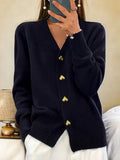 Abigail Women's Knit Cardigan – Heart Button Soft Cosy Casual Knitwear