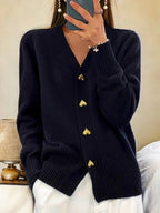 Abigail Women's Knit Cardigan – Heart Button Soft Cosy Casual Knitwear