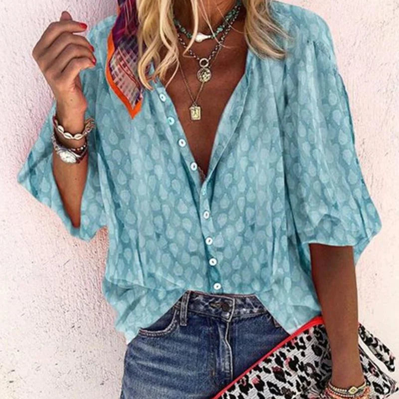 Liory Women's Summer Blouse – Lightweight Breathable Relaxed Fit Casual Top