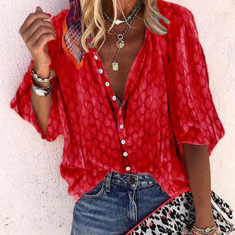 Liory Women's Summer Blouse – Lightweight Breathable Relaxed Fit Casual Top