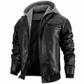 Miles Men's Leather Biker Jacket – Genuine Leather Hooded Retro Motorcycle Coat